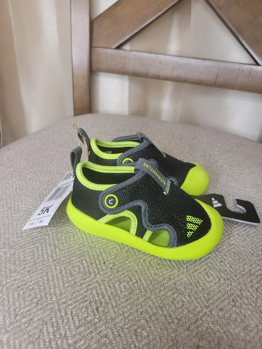ADIDAS Neon Green and Black  Toddler Water Shoes